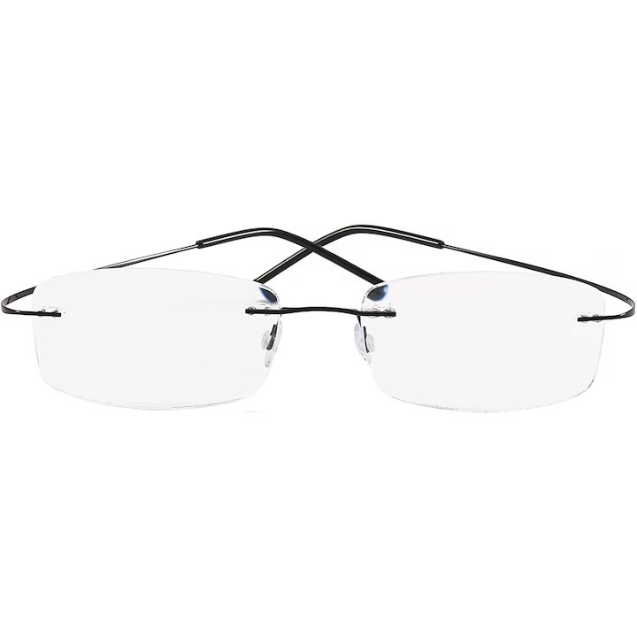 Очила без рамки, ултралеки 11 г, за мъже и жени, минималистичен дизайн, за четене и ежедневна употреба, черни