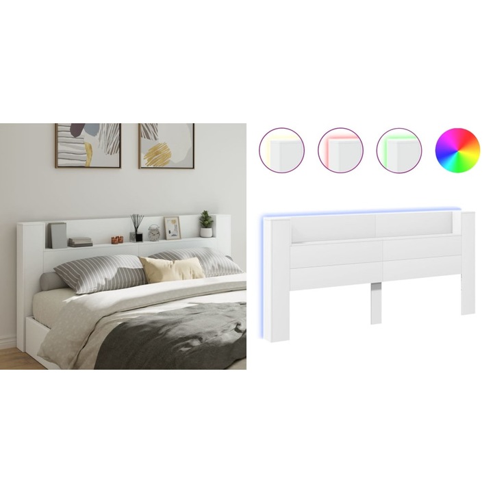 Tablie cu dulap si LED, alb, 220x16, 5x103, 5 cm