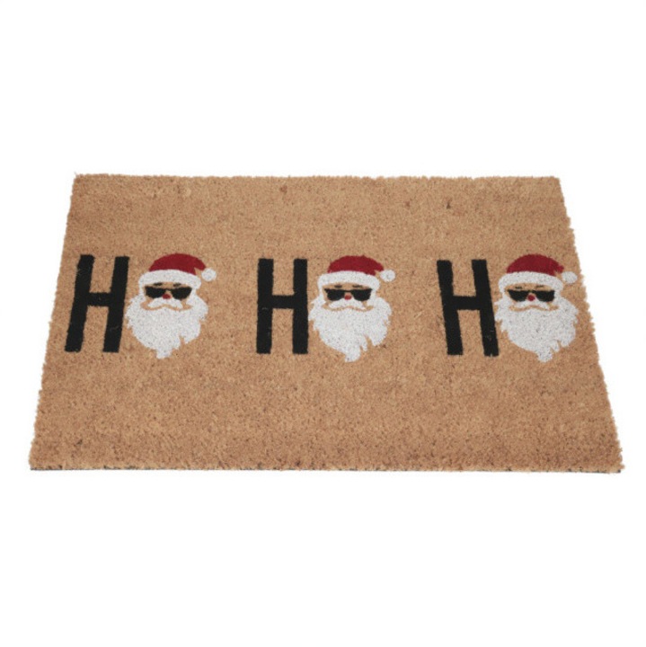 Kókuszrost lábtörlő, Home Styling Collection, Mikulás, 59x39cm, tartósság, ünnepi hangulat