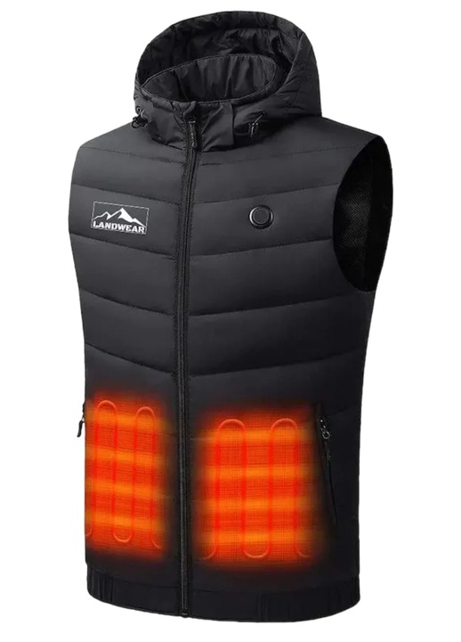 Загряващ елек, 4 отопляеми зони: гърди, гръб, долна част на гърба и врат, вграден нагревател за врат, може да се захранва от всяко USB захранване, 3 нива на отопление - LANDWEAR M VIVVA