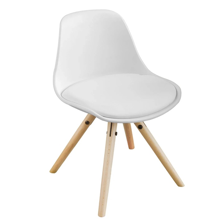 Magas szék, fakeret, ülésmagasság 35 cm, modern design, fehér