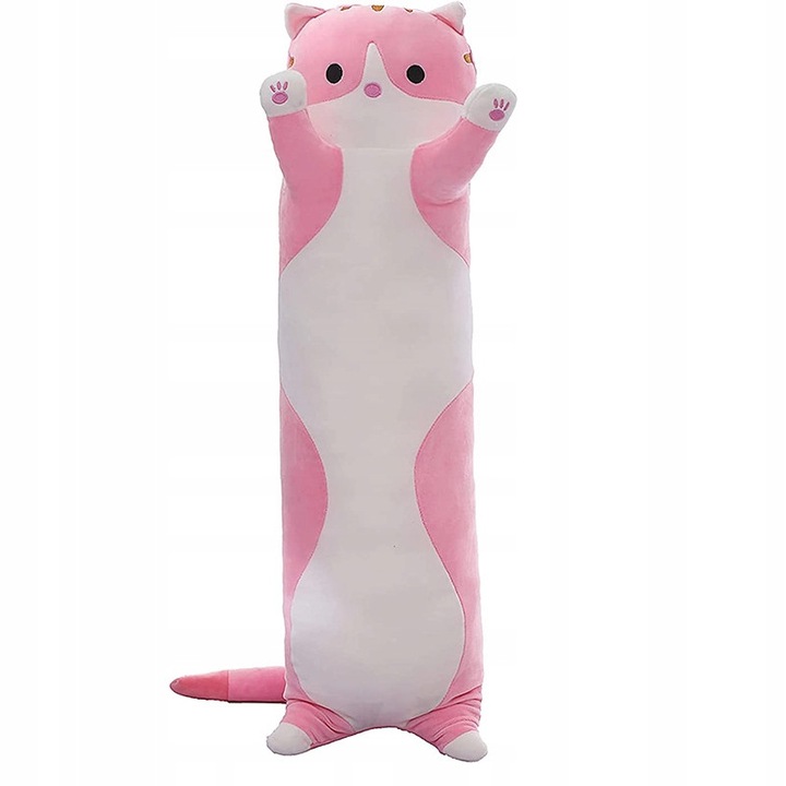 Jucarie pentru pisici, Perna de plus, 70 cm, Umplutura hipoalergenica, Lavabila, Poliester si bumbac, Roz