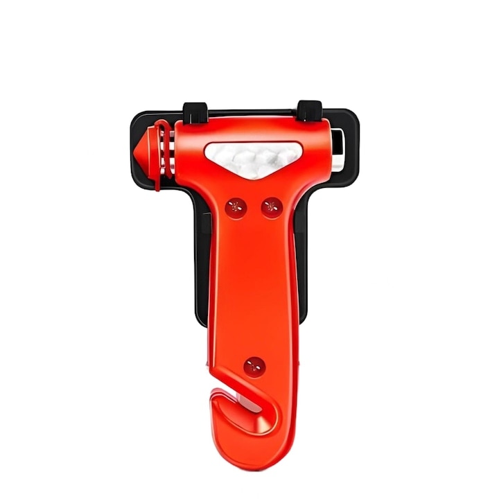 Ciocan de urgenta auto Macvi® 3 in 1, ABS rezistent, cu cutter pentru centura de siguranta si cap metalic pentru spart geamuri