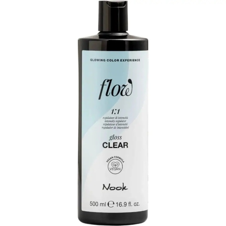 Интензификатор на блясък и персонализатор на цвят, Nook, Flow, GLOSS CLEAR, 500ml, с веган формула и балансирано pH