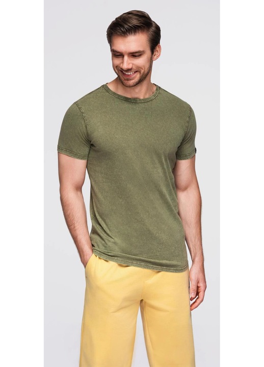 Tricou cu efect decolorat OMBRE OM-TSWT-0116, Verde inchis