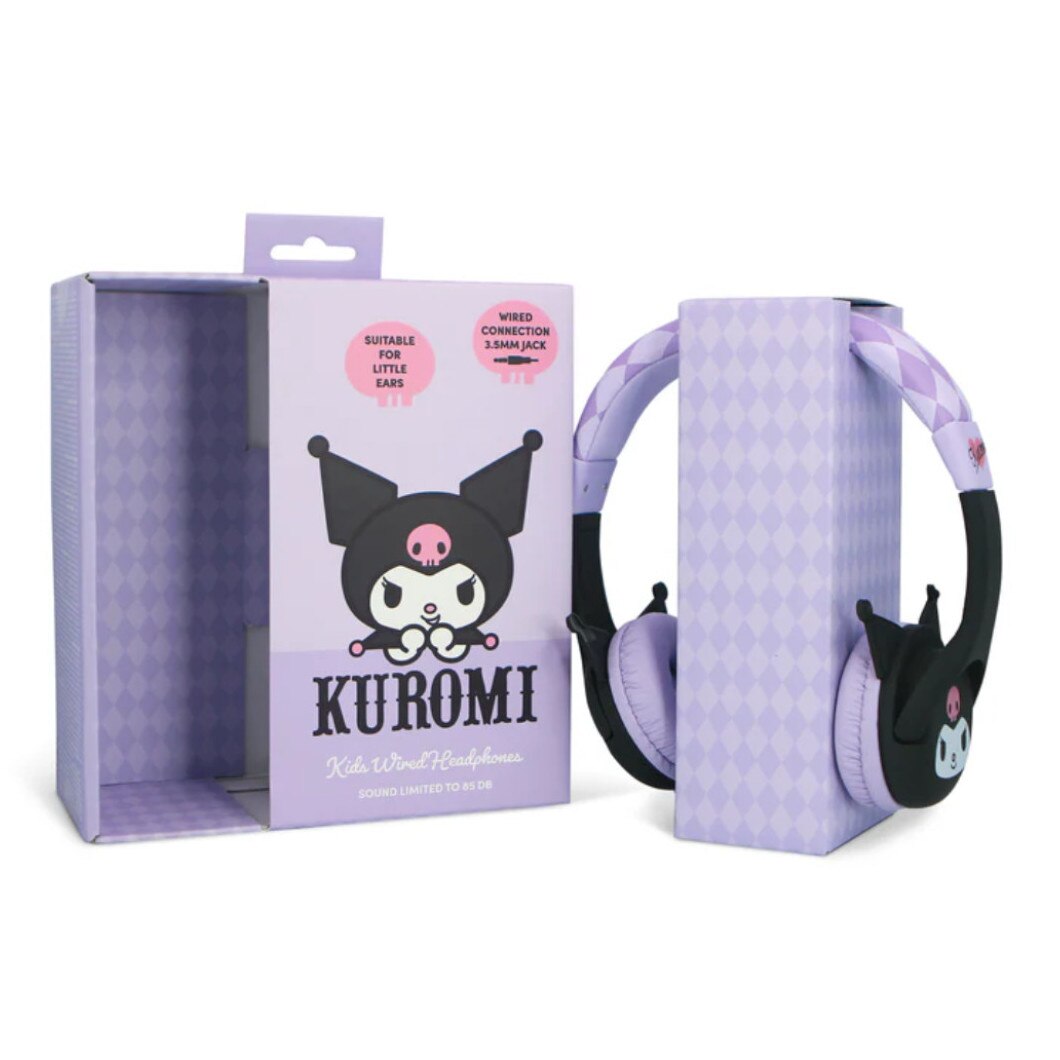 Casti OTL Kuromi Kids cu fir, urechi din cauciuc, sunet de inalta calitate, 0,9m