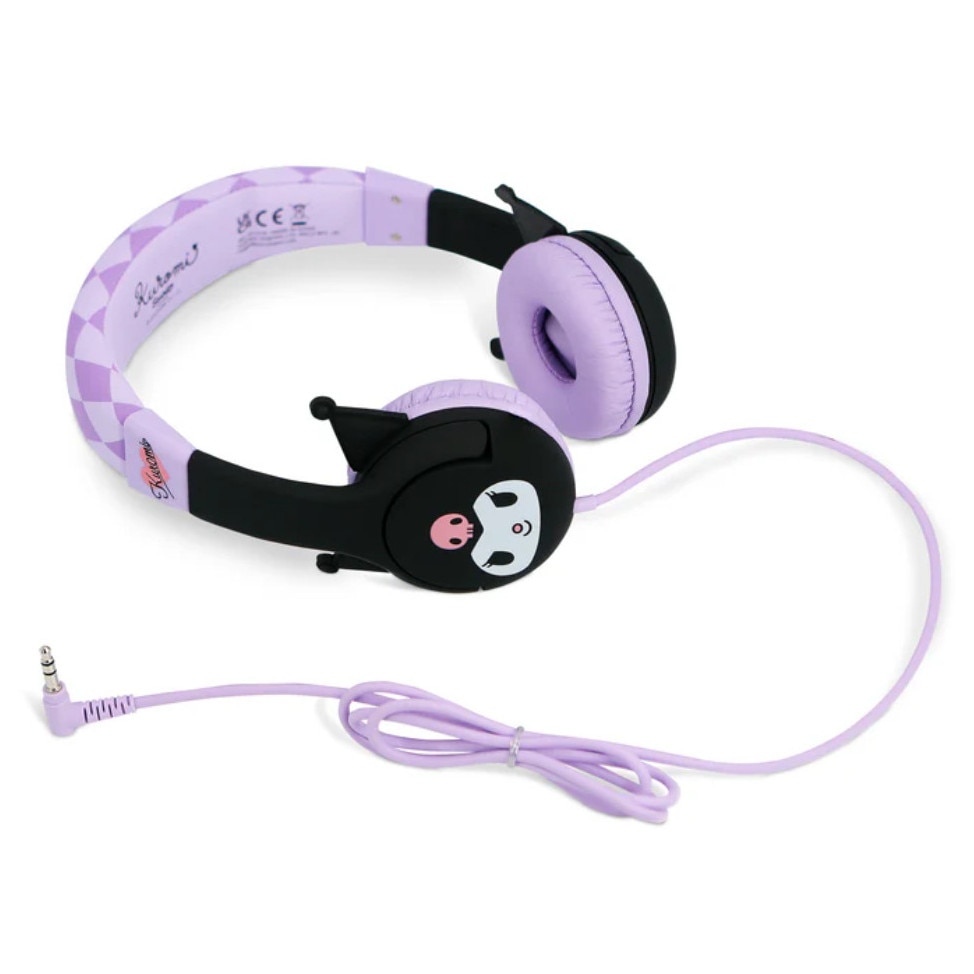 Casti OTL Kuromi Kids cu fir, urechi din cauciuc, sunet de inalta calitate, 0,9m