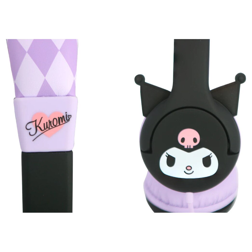 Casti OTL Kuromi Kids cu fir, urechi din cauciuc, sunet de inalta calitate, 0,9m