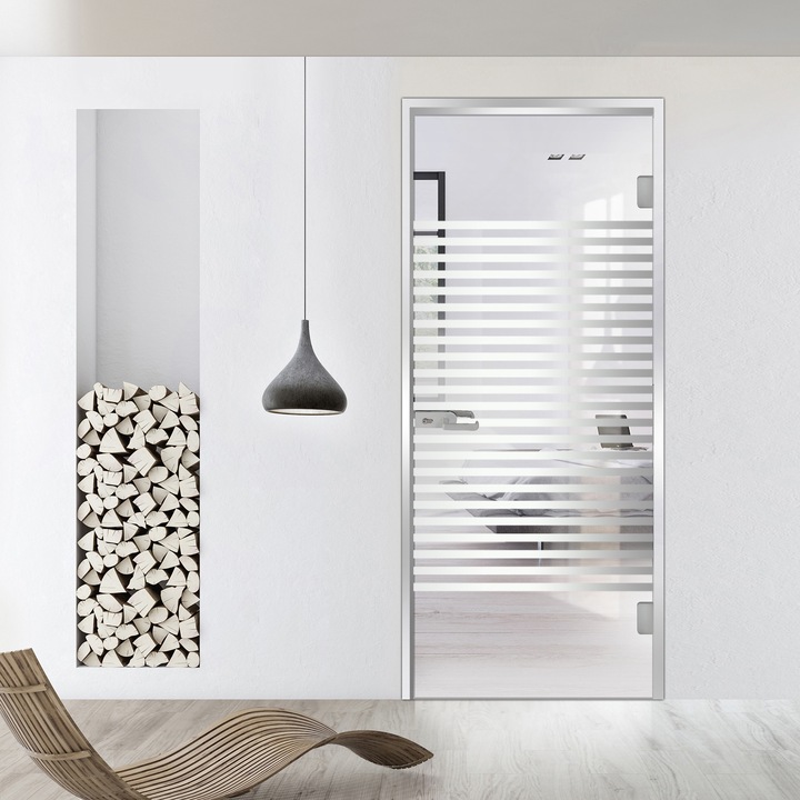 Usa batanta Studio Silver, model Bali incolor pentru gol 80x198 cm cu toc L pentru interior, sticla 8 mm clara, securizata