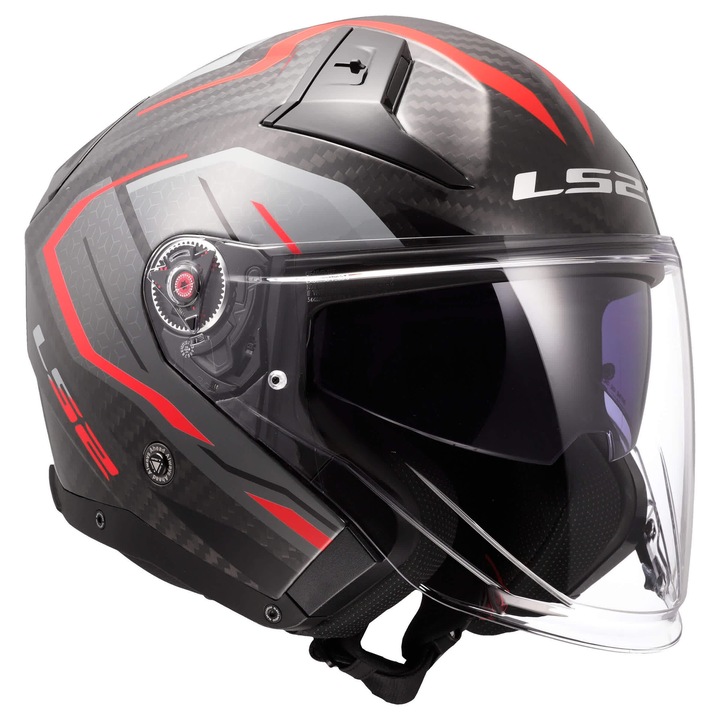 Каска за мотоциклет LS2 OF603 INFINITY II CARBON, многоцветна, 3XL, с двойна система за визьор и Pinlock Max Vision