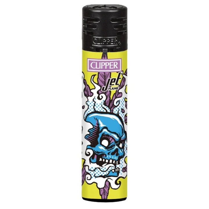 Bricheta antivant Clipper galbena, print High Skulls Jet Flame