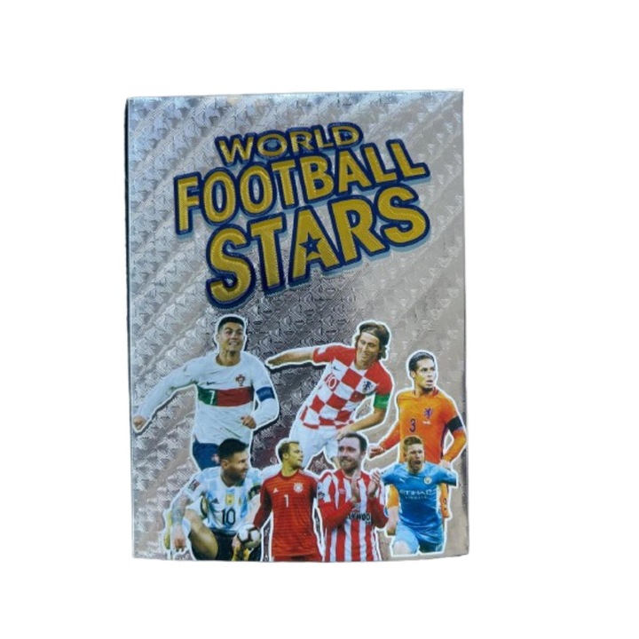 55 darab World Football Stars kártya szett, ezüst, a bolygó legjobb játékosai, 4 év+