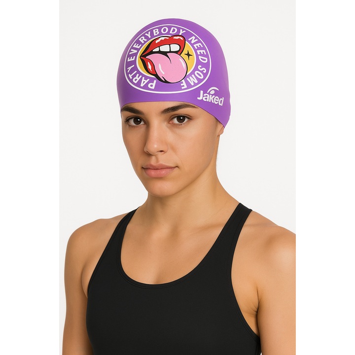 Casca de inot din silicon, copii 7+ ani / adulti, violet - Jaked Party