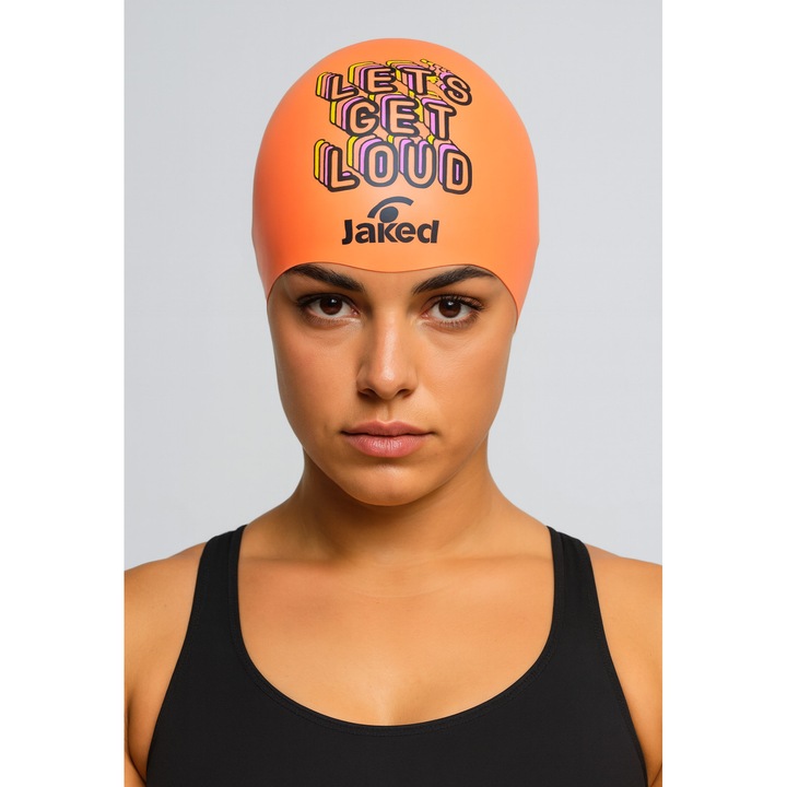Casca de inot din silicon, copii 7+ ani / adulti, portocaliu - Jaked Loud