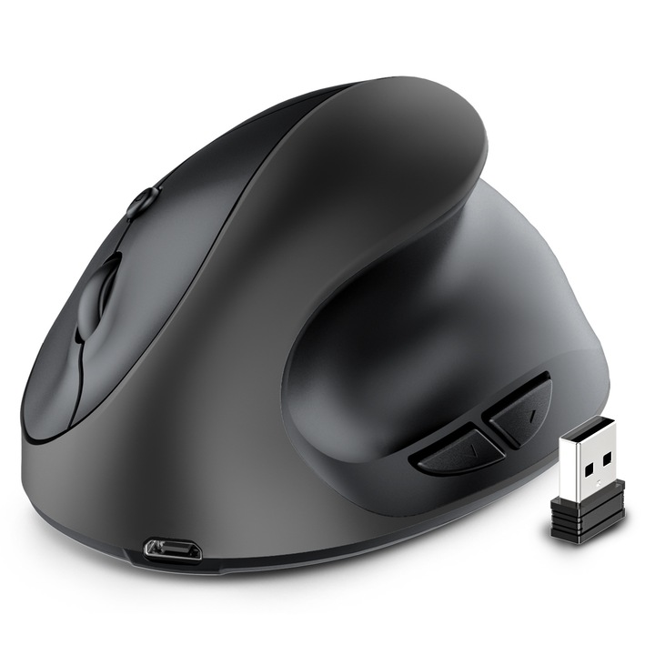 Egér, 1600 dpi, 2, 4 GHz/Bluetooth vezeték nélküli, USB, 400 mAh, csendes, fekete