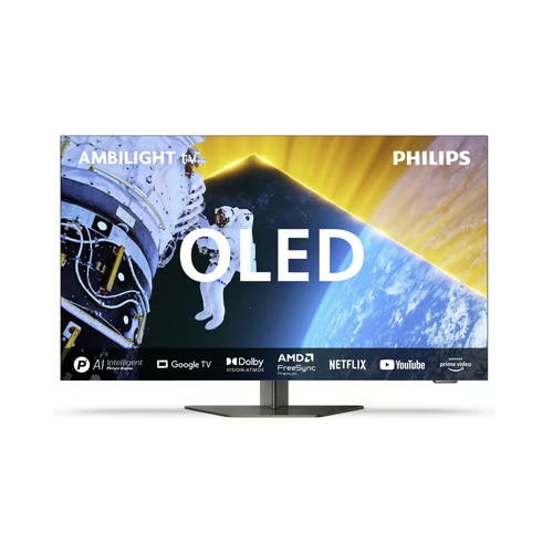 Televizor OLED Philips 55OLED809, 139 cm, 4K UHD, HDR, Smart TV, Control vocal (Alexa, Asistent Google), Ambilight, Dolby Atmos, Google TV, 120 Hz