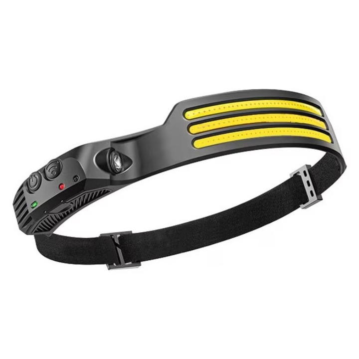 LED челник със сензор за движение, USB-C, мулти-режим COB + страничен спот, IPX4, 100 гр.