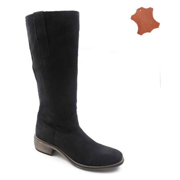 Cizme dama din piele naturala intoarsa Enrica, negru, 38