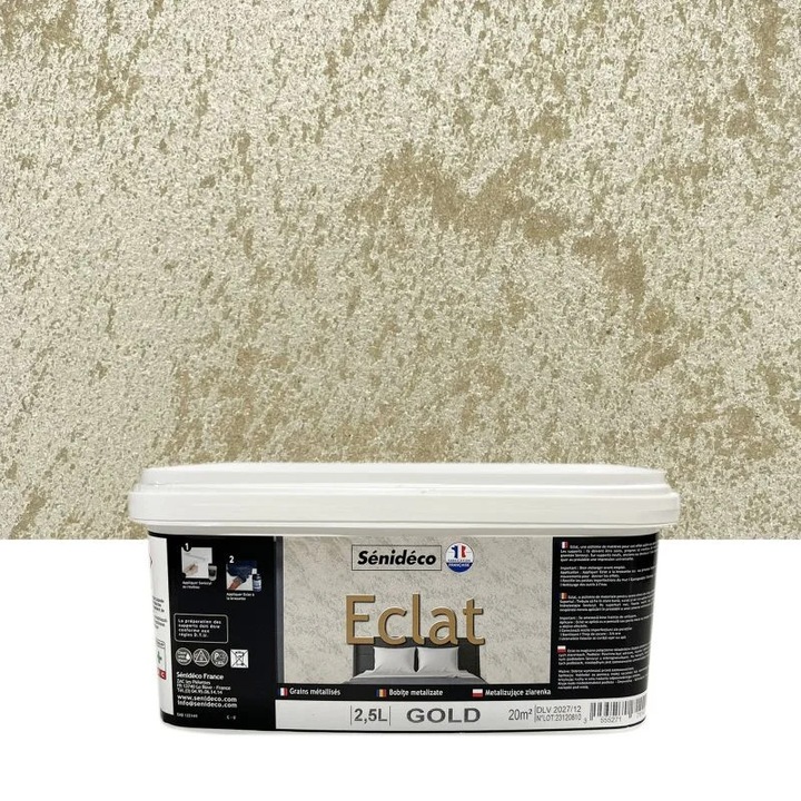 Vopsea decorativa premium Senideco Eclat, 2.5 L, auriu Gold
