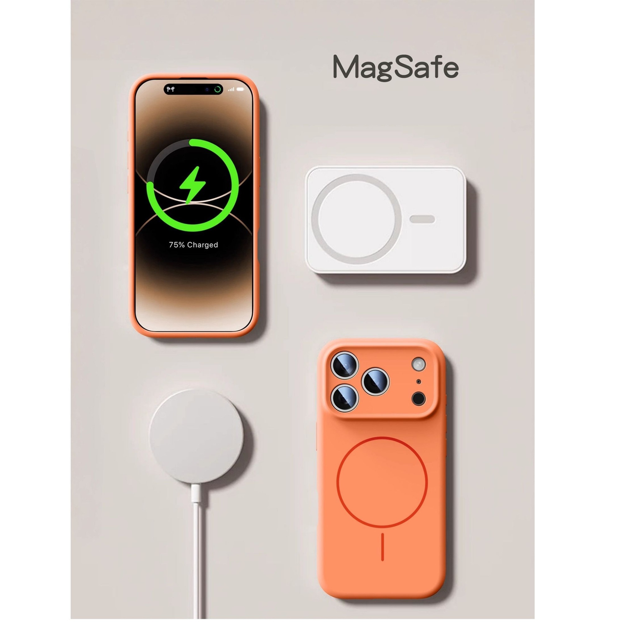 Husa de protectie, pentru Apple iPhone 17 Pro Max, Silicone Case, MagSafe, Calitate Premium, Interior din microfibra, Portocaliu