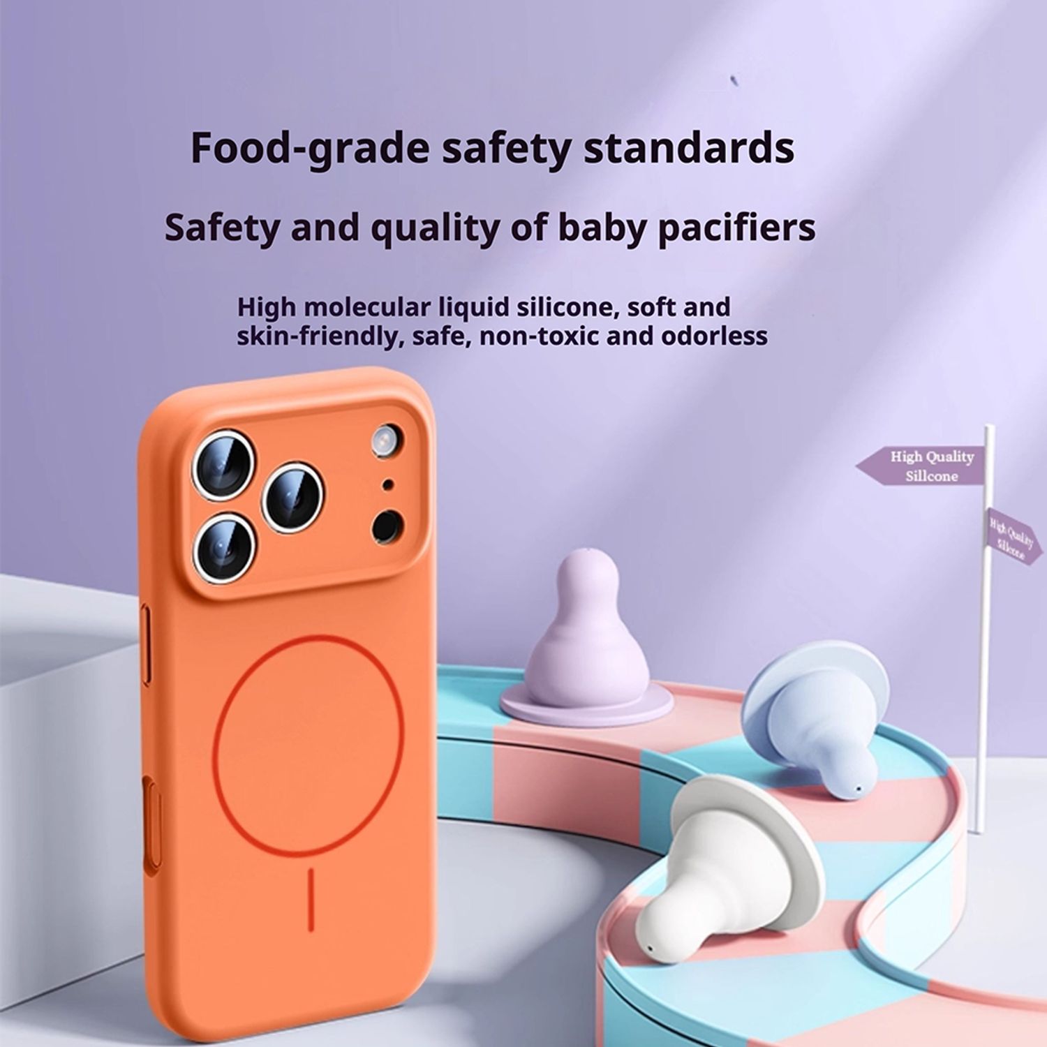 Husa de protectie, pentru Apple iPhone 17 Pro Max, Silicone Case, MagSafe, Calitate Premium, Interior din microfibra, Portocaliu