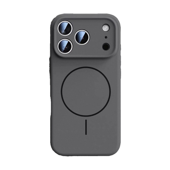 Husa de protectie, pentru Apple iPhone 17 Pro Max, Silicone Case, MagSafe, Calitate Premium, Interior din microfibra, Gri antracit