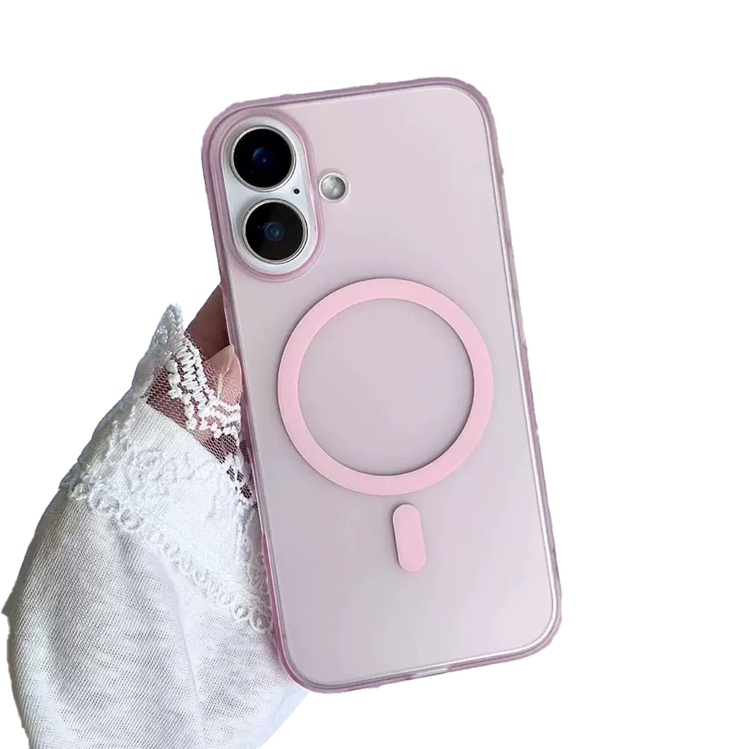Husa de Protectie, Compatibila cu Apple iPhone 17, Premium Design, Model Retro, MagSafe, Alb mat/Portocaliu