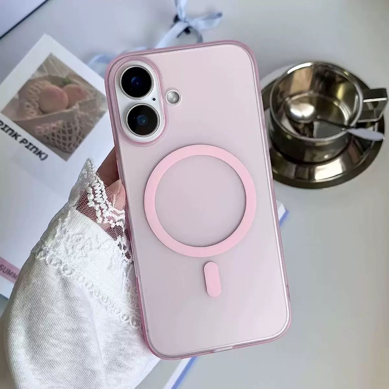 Husa de Protectie, Compatibila cu Apple iPhone 17, MagSafe, Roz mat