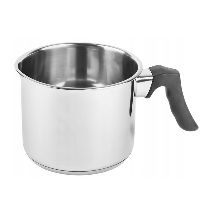 Tejforraló edény 1L, 18/0 rozsdamentes acélból, bakelit nyéllel – indukciós, gáz, kerámia, elektromos tűzhelyen is használható