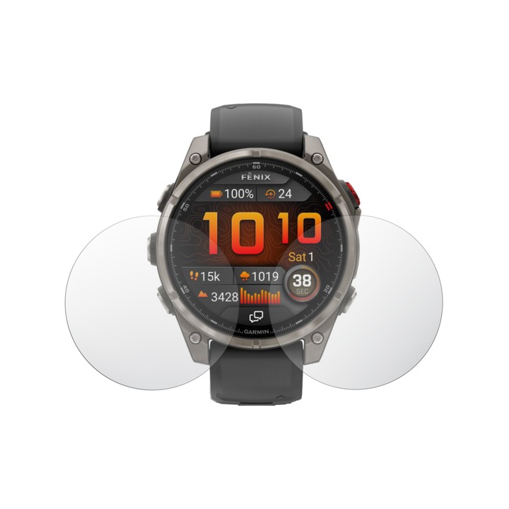 Set 2X Folie Protectie Ecran Ultra-Clear Folie24, pentru Garmin Fenix 8 Pro - 51 mm, Adezive, Flexibile cu Auto Regenerare