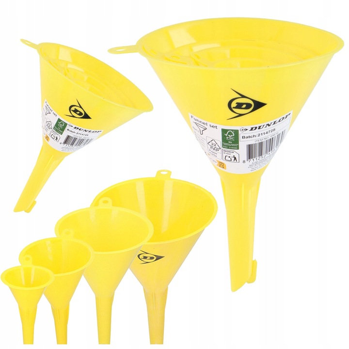 Set De Palnii Pentru Combustibil, Dunlop, Fabricate Dintr Un Material Usor, Rezistent Si Usor De Curatat, Culoare Galben Intens Usor De Gasit Printre Alte Unelte, Rezistenta La Majoritatea Lichidelor De Atelier, 5 x 7 x 9 x 11.5 cm, Galben, 4 Buc