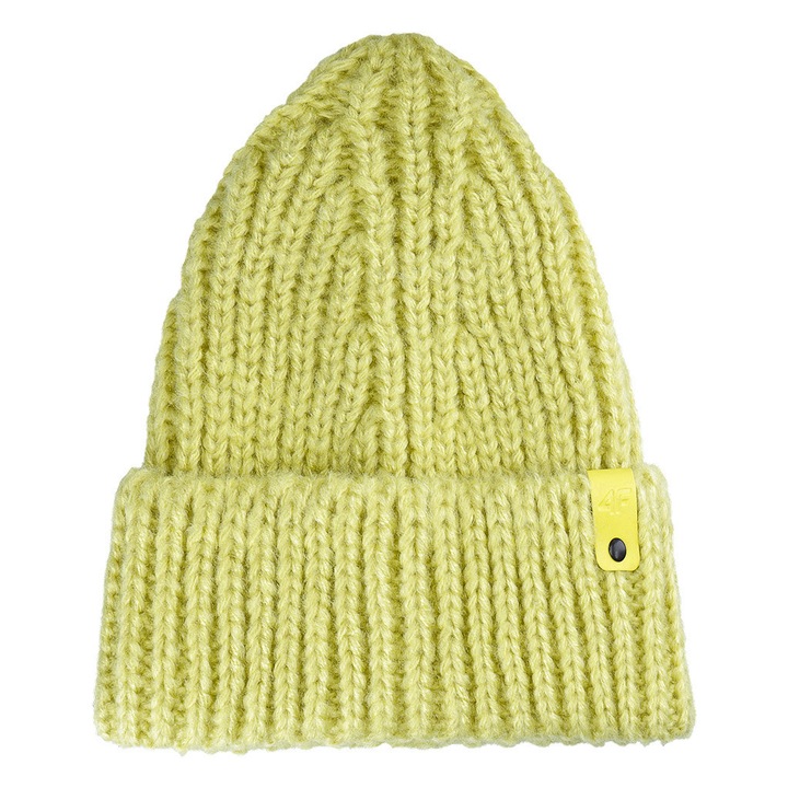 Női Kötött Sapka SportStyle Zöld Fényes Beanie 4F S-M Tartós és Könnyen Karbantartható