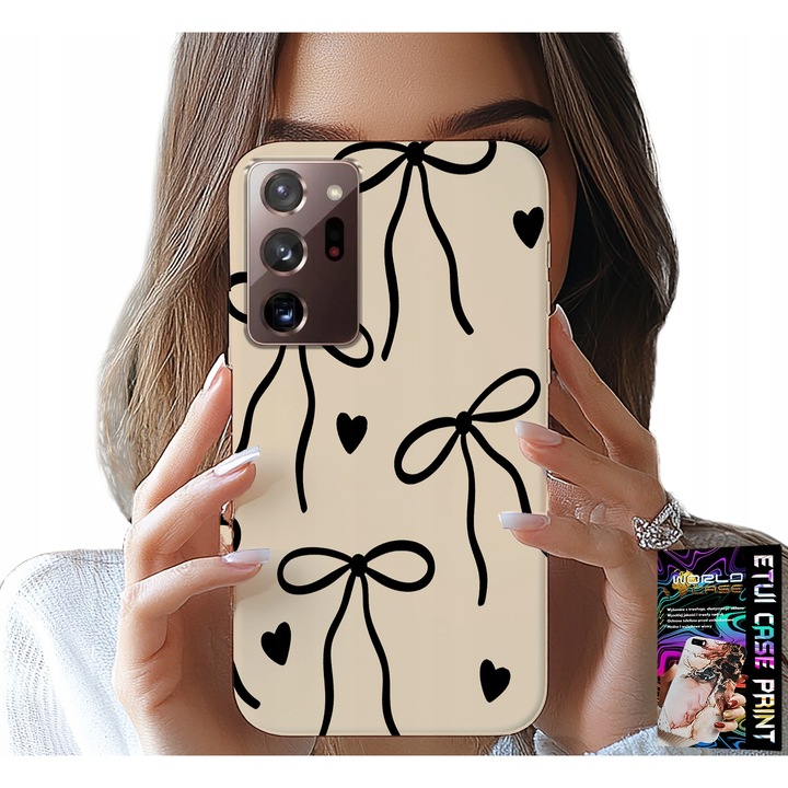 Tok Samsung Note 20 Ultra telefonhoz, World Case, gumi, színes nyomtatás, bézs