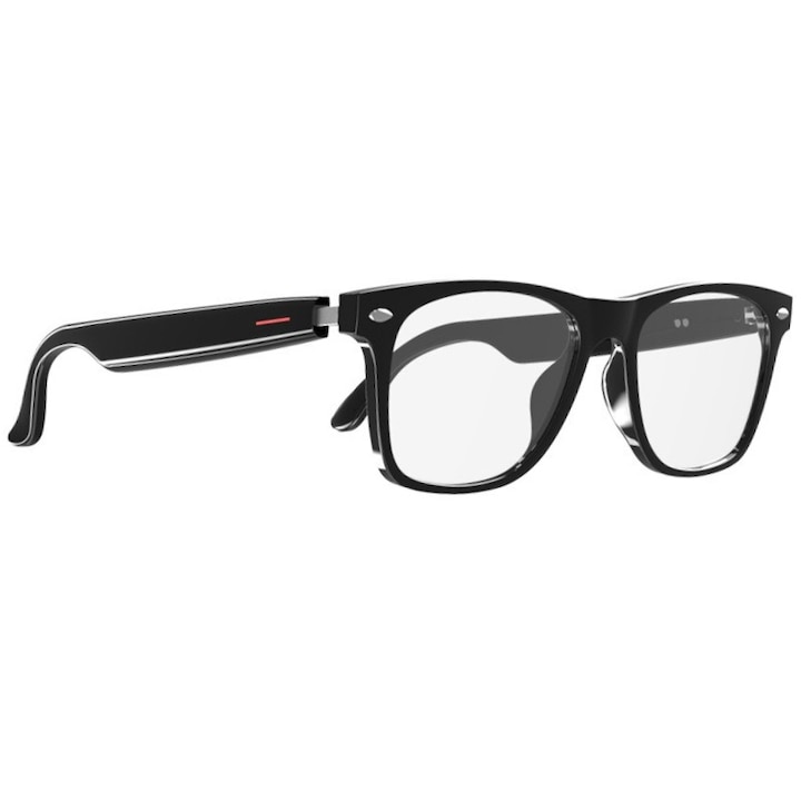 Ochelari inteligenti cu protectie la lumina albastra Asistent Vocal, Muzica, Preluare Apeluri Telefonice, Incarcare magnetica, Rezistenta la Apa IP65, negru, durabil, Calitate clara a sunetului, comenzi tactile inteligente si confortabil de purtat