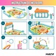 Centru de activitate si covoras bebelusi Macvi®, pian muzical interactiv, 5 jucarii detasabile, lavabil, educativ, 0–12 luni, multicolor