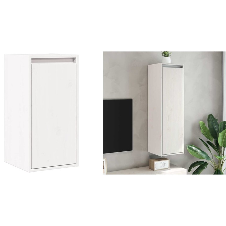 Dulap de perete, alb, lemn masiv de pin, 30x30x100 cm