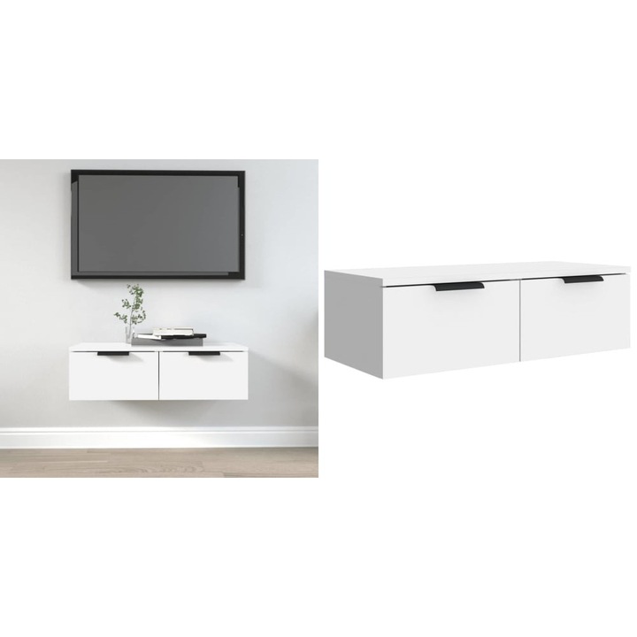 Dulap de perete, alb, 68x30x20 cm, lemn prelucrat, 1 raft