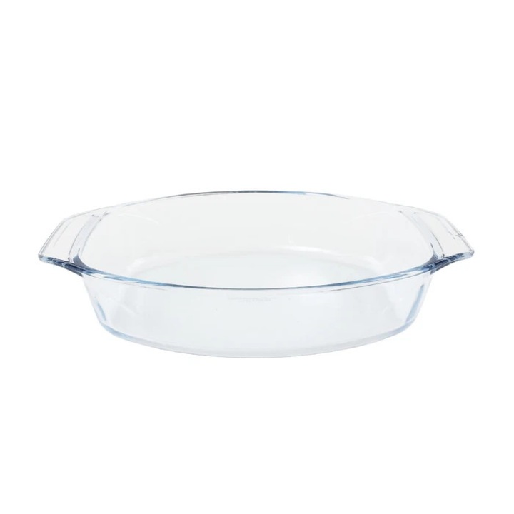 Термоустойчив съд 411B, термо стъкло, овален, прозрачен, 35 x 24 x 7 см
