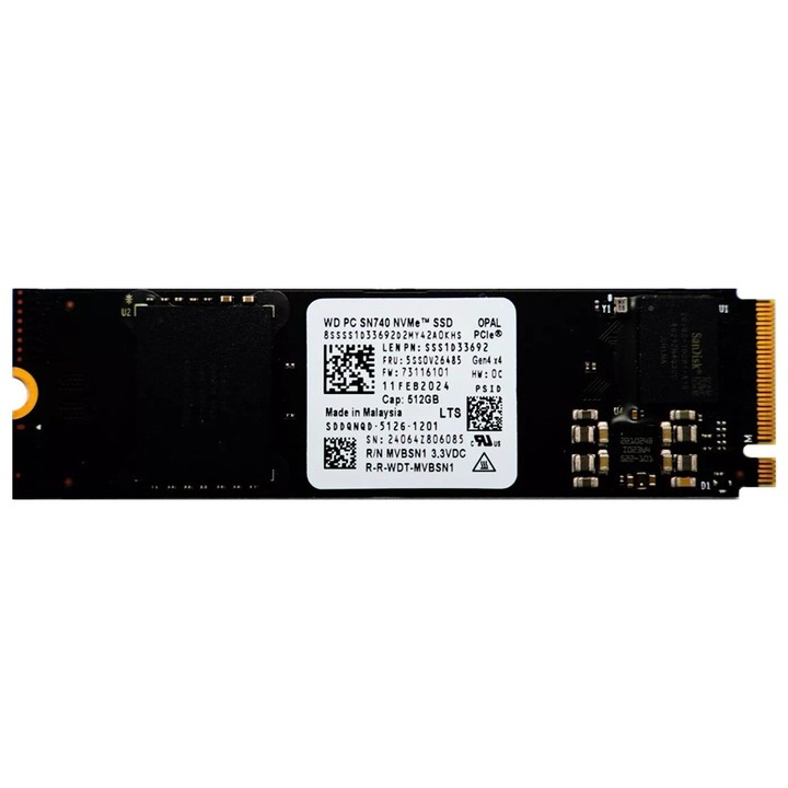 SSD 512GB Western Digital M.2 2280 NVMe PCIe 4.0, скорост на четене 5000MB/s, скорост на запис 4000MB/s