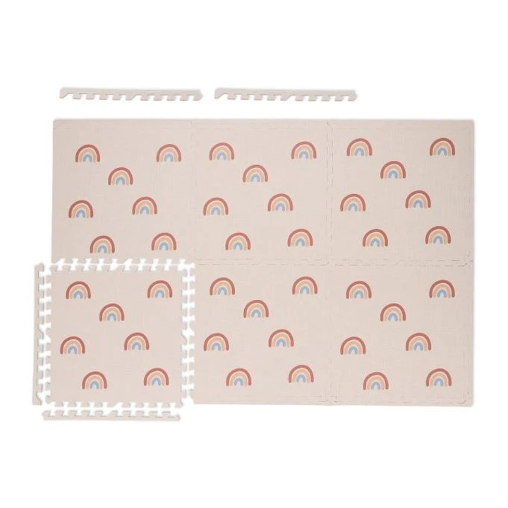 Gyermek puzzle szőnyeg, Northio, 6 darab, rózsaszín szivárvánnyal, 65x63,5cm