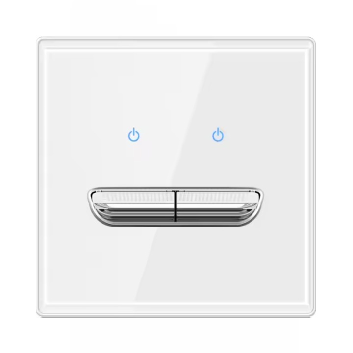 Skyline Orbion lépcsőházi kettős kapcsoló, fekete edzett üveg, LED világítás, ultravékony, 8mm