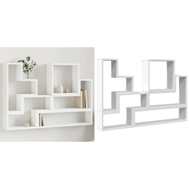 Raft de perete, alb, 96x12x64 cm, lemn prelucrat