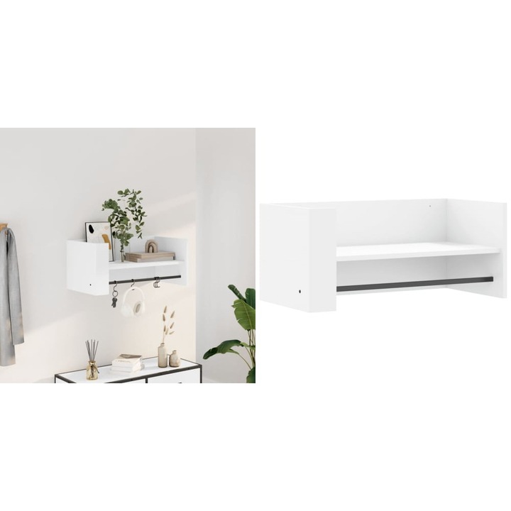 Raft de perete, alb, 70, 5x35x30, 5 cm, lemn prelucrat