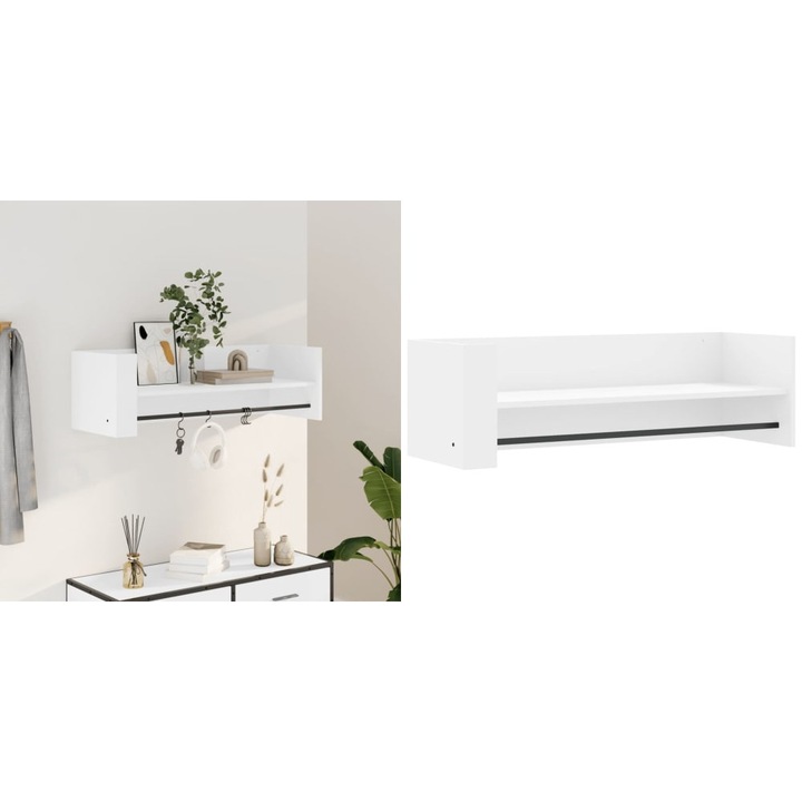 Raft de perete, alb, 100x35x30, 5 cm, lemn prelucrat