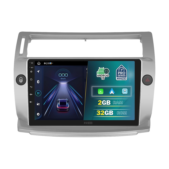 Навигация Citroen C4 (2004-2009) специална, MaxTech® PRO SERIES, 2 GB Ram 32 GB Rom, Carplay & Android auto, Екран 9 ” HD Touch, GPS, Wifi, Bluetooth, Радио, USB, EQ, DSP, Waze