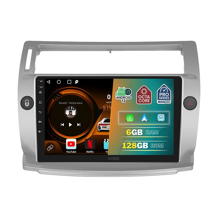 Навигация Citroen C4 (2004-2009) <b>посветена</b>, MaxTech® PRO SERIES, 6 GB RAM 128 GB ROM OctaCore, Carplay & Android auto, 9” HD тъчскрийн, GPS, Wifi, Bluetooth, радио, Waze