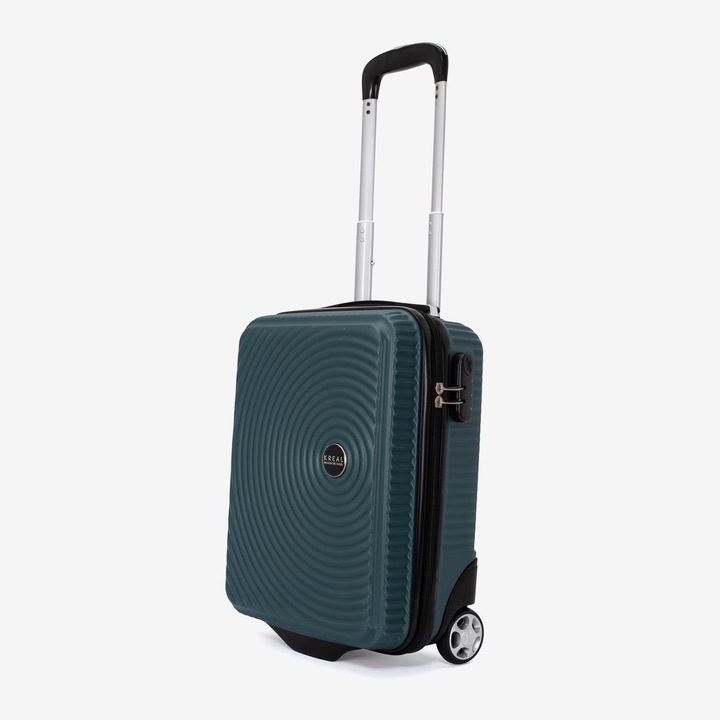 Kreal Rio kézipoggyász bőrönd, Kabin bőrönd, Számzár, ABS, Zöld, 44x32x18 cm