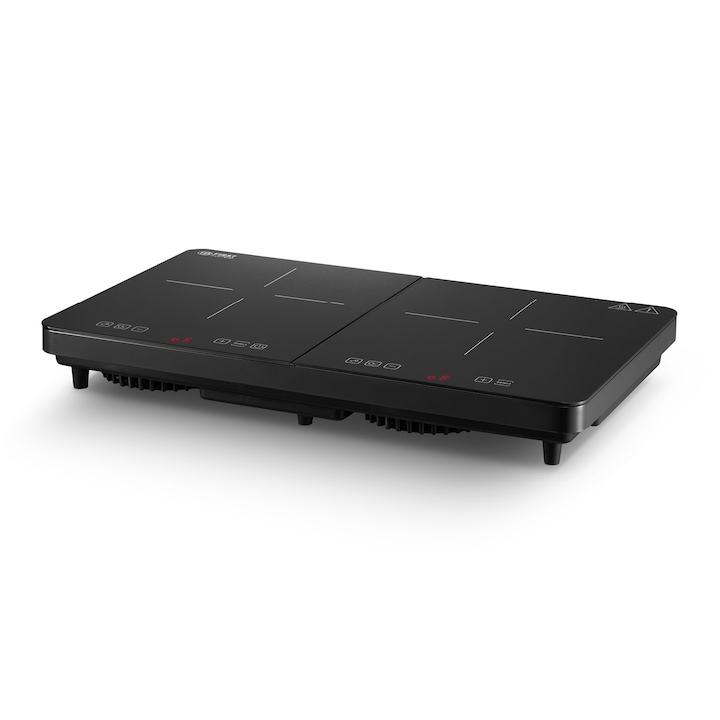 Plita cu inductie dubla TZS First Austria 3500W, 2 zone, sticla ceramica, 10 trepte, timer