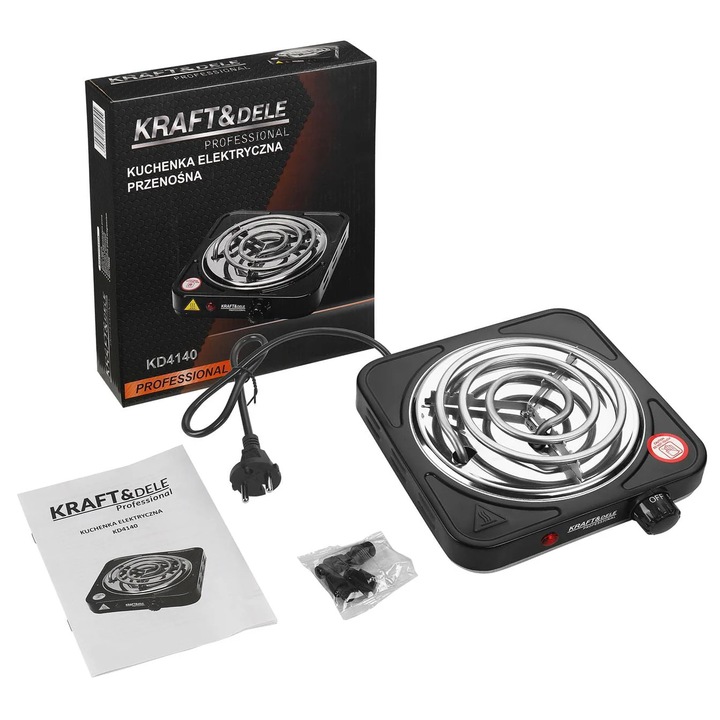 Индукционен котлон, Kraft&Dele KD4140, 1500 W, тъч скрийн, стъкло