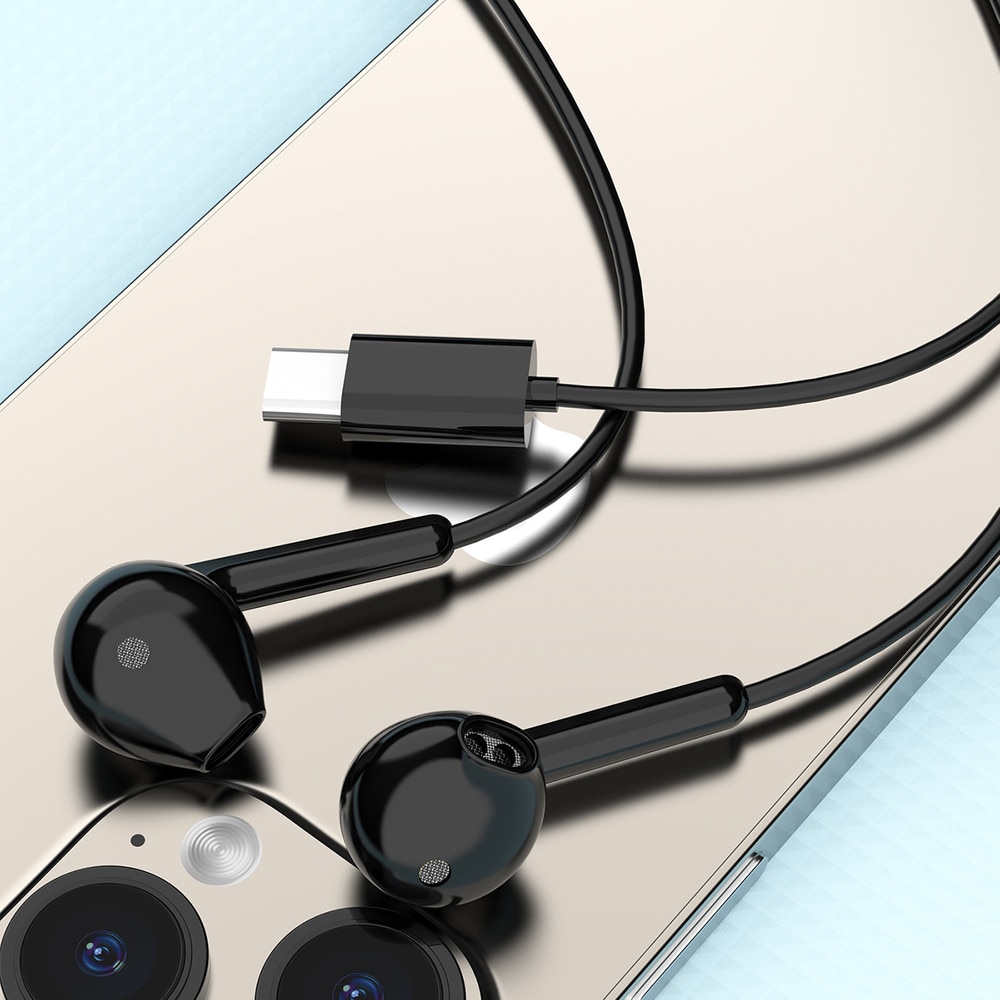 Casti audio cu microfon Dudao X3C, In-ear, Control pe fir, USB-C, Lungime cablu 1.2m, Negru